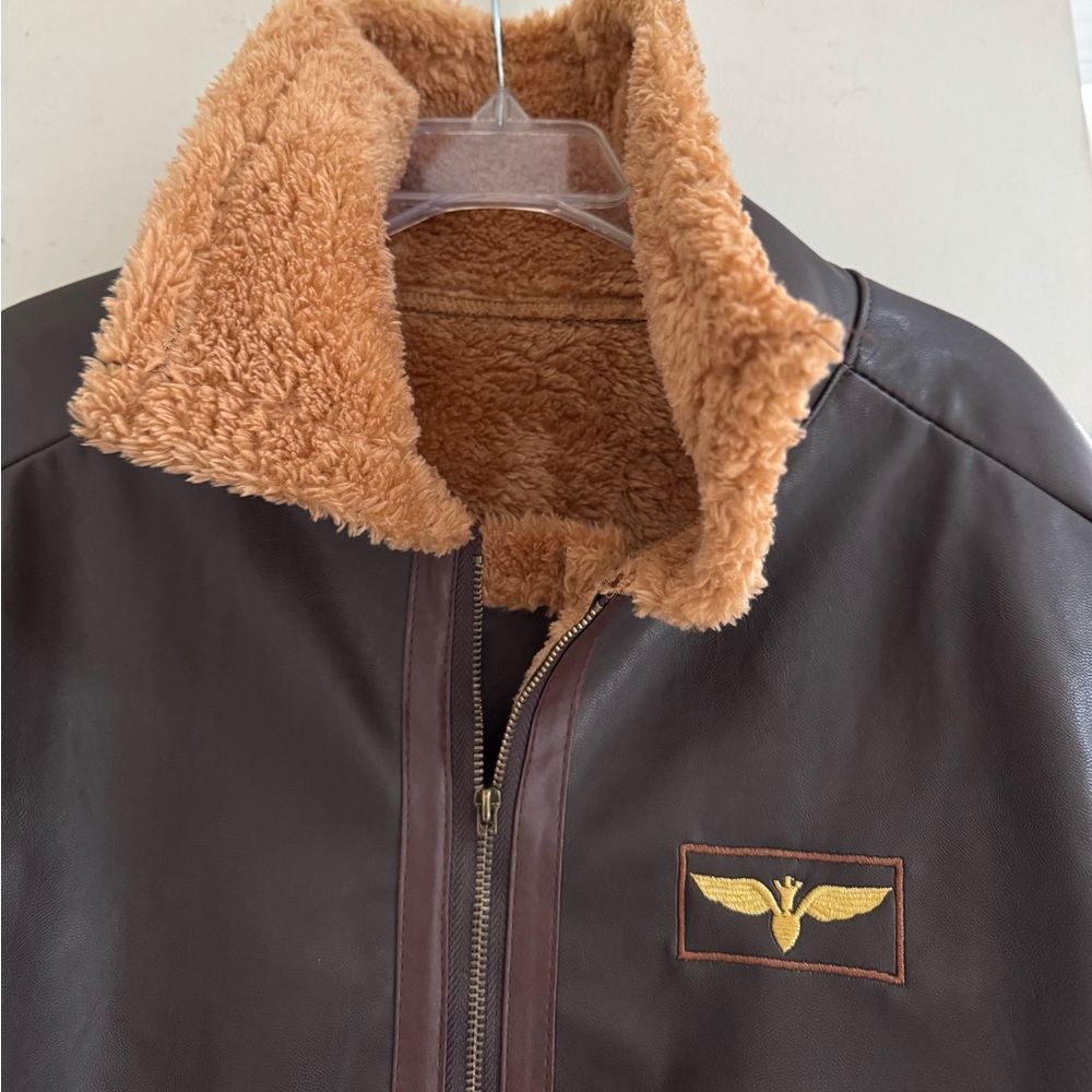 Brown Shearling Lined Leather Jacket - image 9